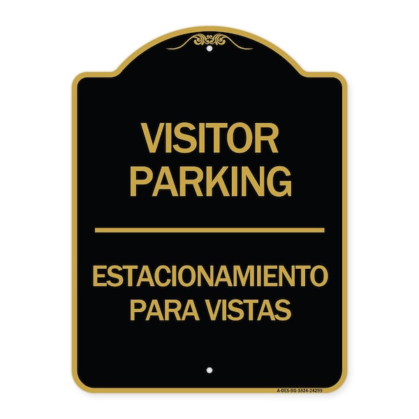 Signmission Bilingual Reserved Parking Visitor Parking Estacionamiento Para Visitas, Black & Gold, BG-1824-24299 A-DES-BG-1824-24299 - main